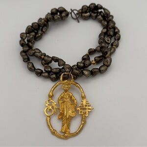 Rare Vintage Kenneth Jay Lane KJL Asian Goddess Statement Necklace Signed